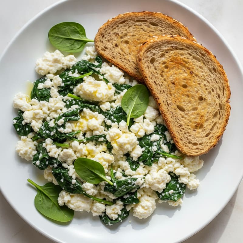 Egg White and Cottage Cheese Scramble with Spinach