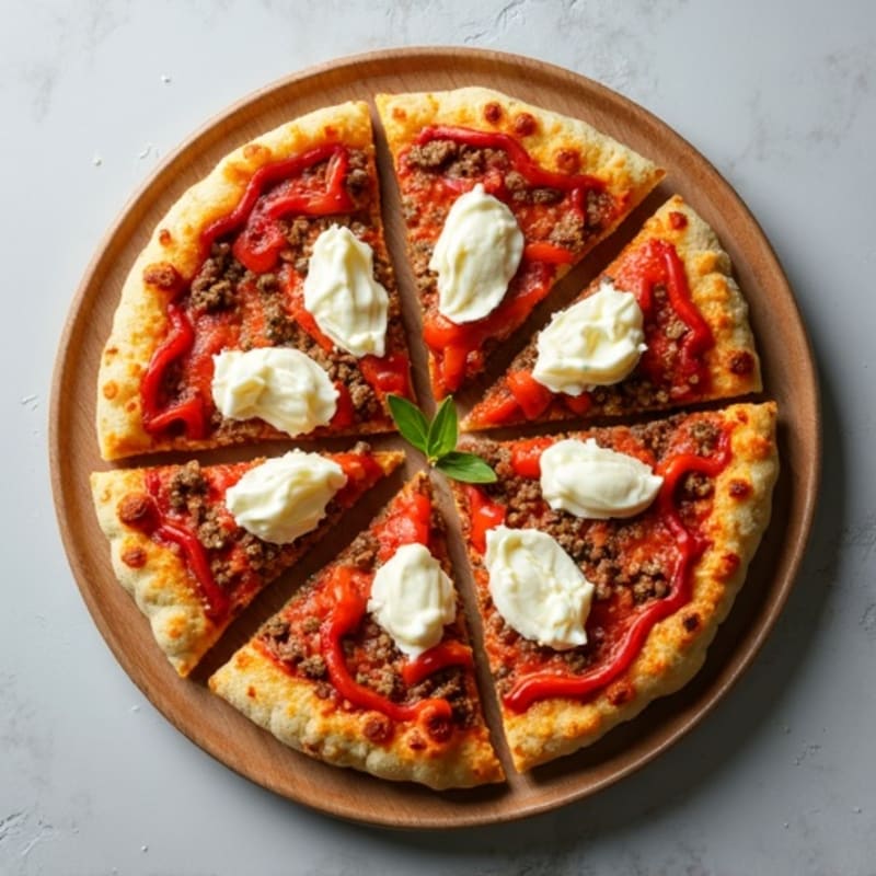Lean Beef Pizza with Cauliflower Crust and Roasted Peppers