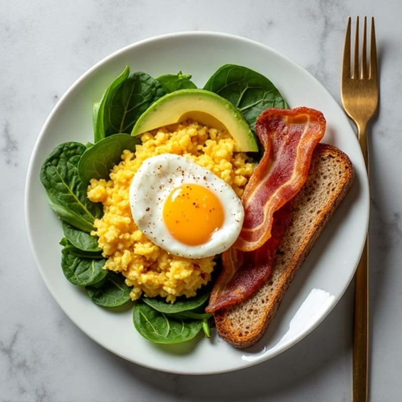 Egg White Scramble with Spinach and Turkey Bacon