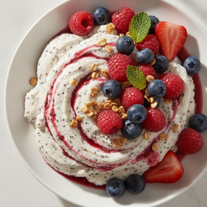 Greek Yogurt Protein Mousse with Mixed Berries