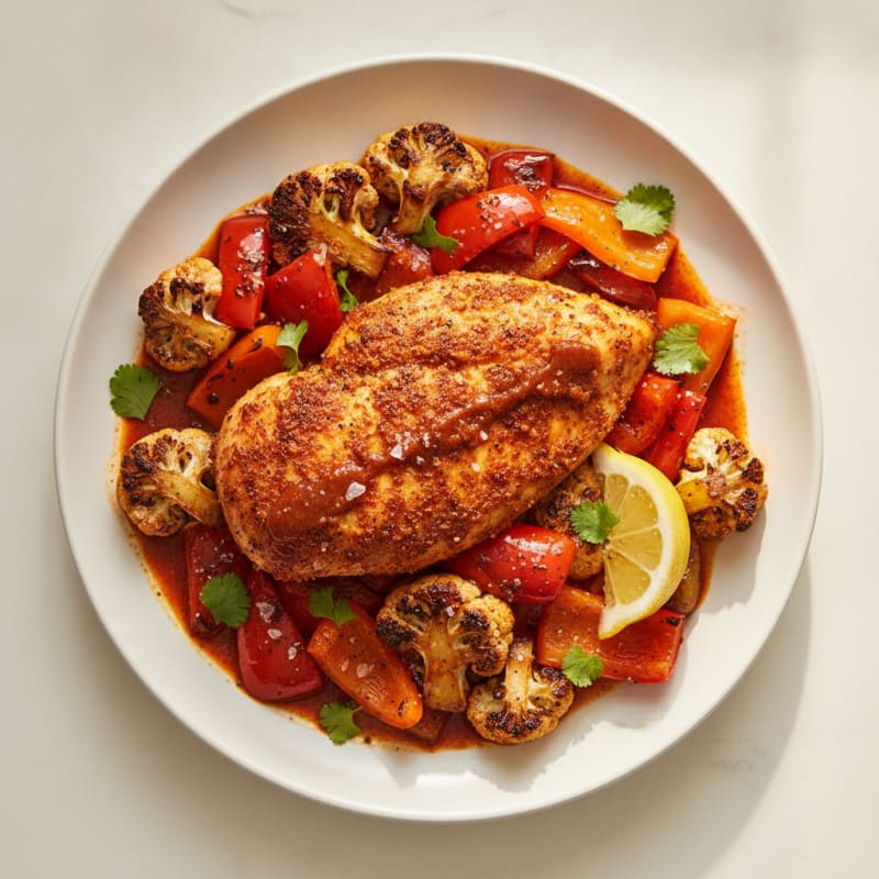 Spicy Harissa Chicken with Roasted Vegetables