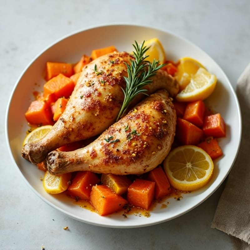 Crispy Lemon Herb Roasted Chicken with Roasted Root Vegetables