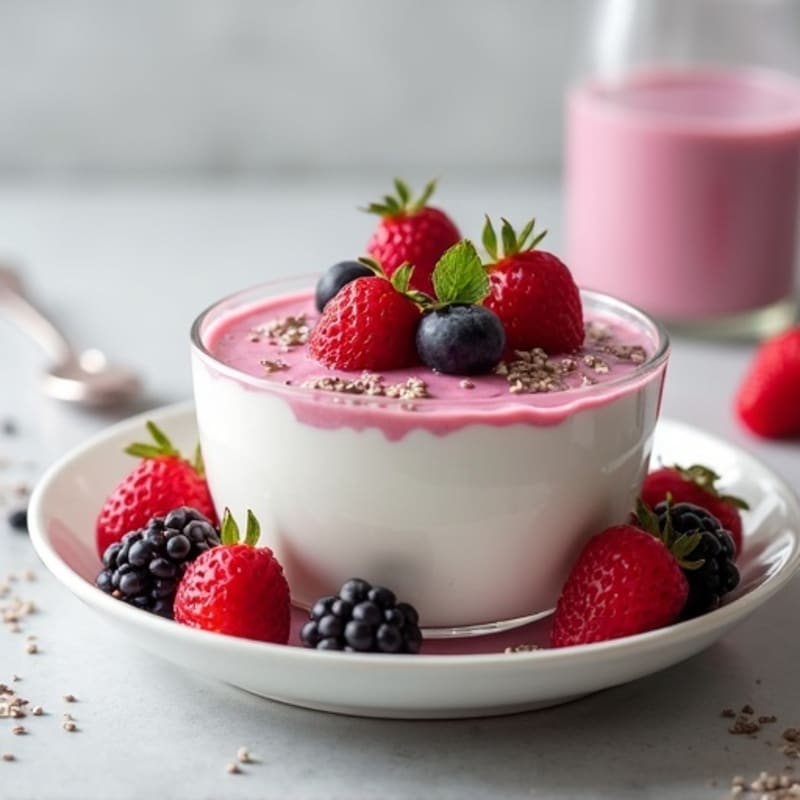 Silky Greek Yogurt Protein Pudding with Mixed Berries