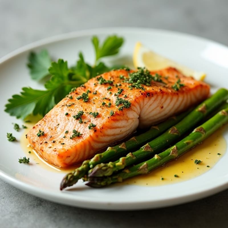 Crispy Lemon Herb Salmon with Roasted Asparagus