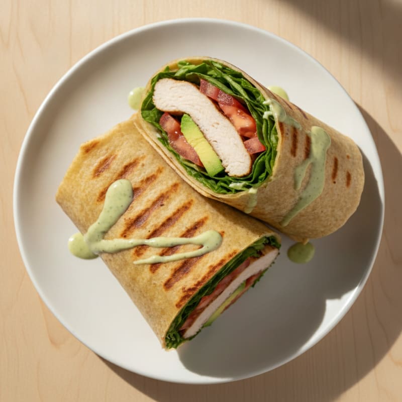 Grilled Turkey Breast Wrap with Romaine and Tomato