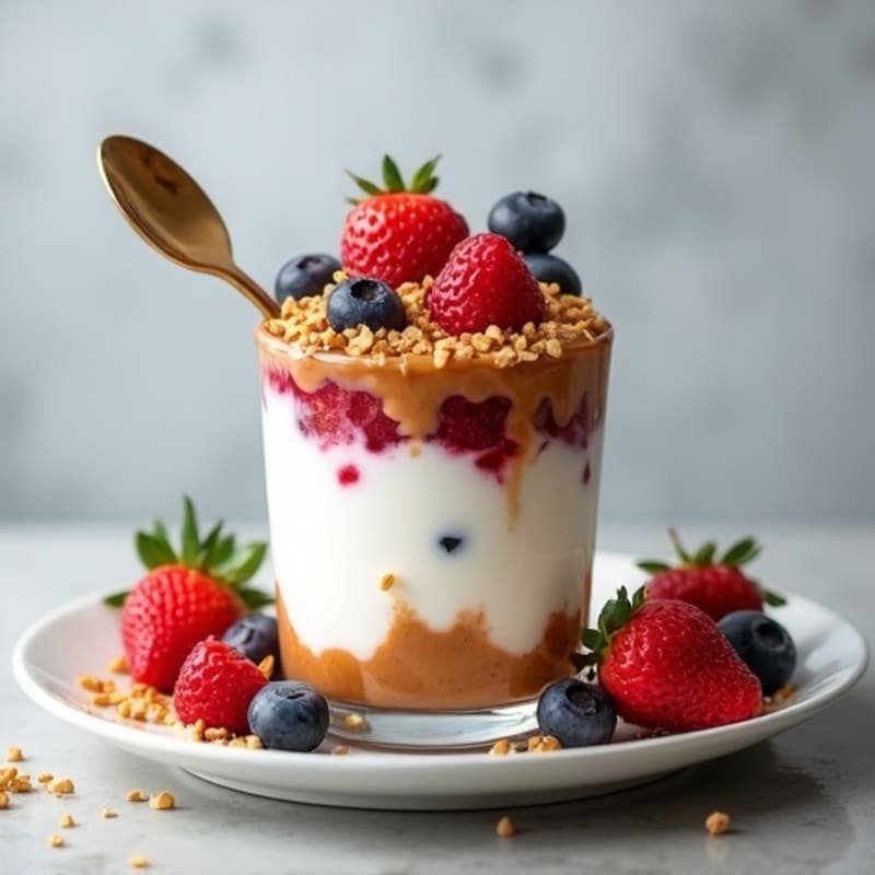 Creamy Greek Yogurt Protein Parfait with Mixed Berries and Almond Butter