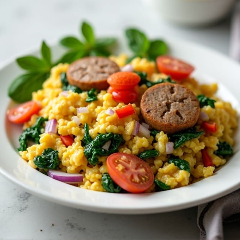 Egg White Scramble with Spinach and Turkey Sausage