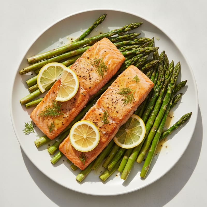 Air Fryer Lemon-Herb Salmon with Asparagus