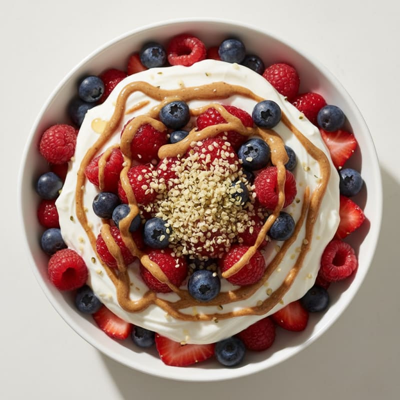 Creamy Greek Yogurt Parfait with Mixed Berries and Almond Butter