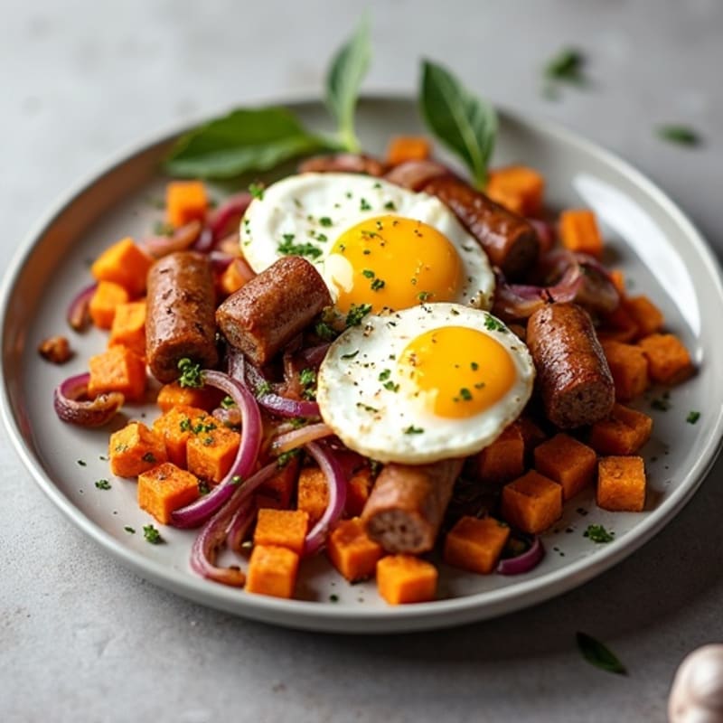 Crispy Roasted Sweet Potato Hash with Caramelized Onions