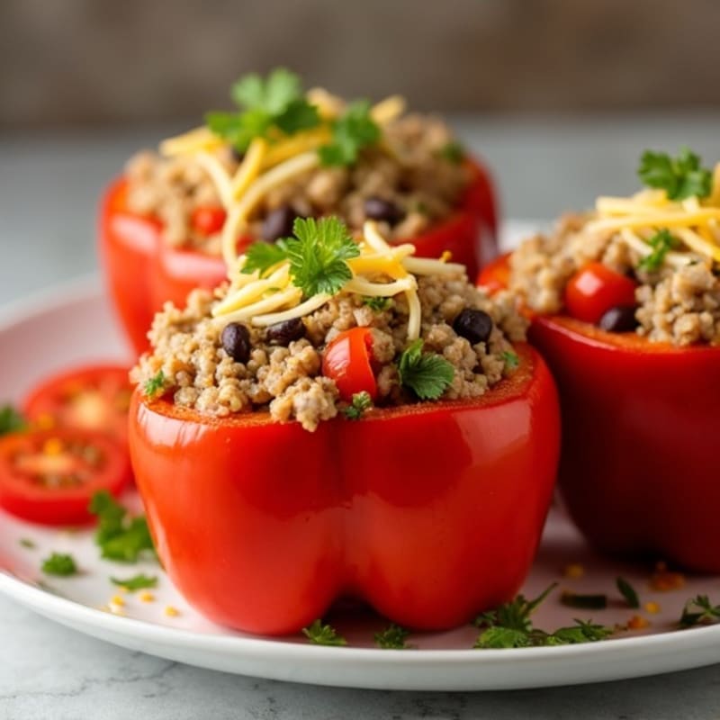 Hearty Lean Ground Turkey Stuffed Bell Peppers