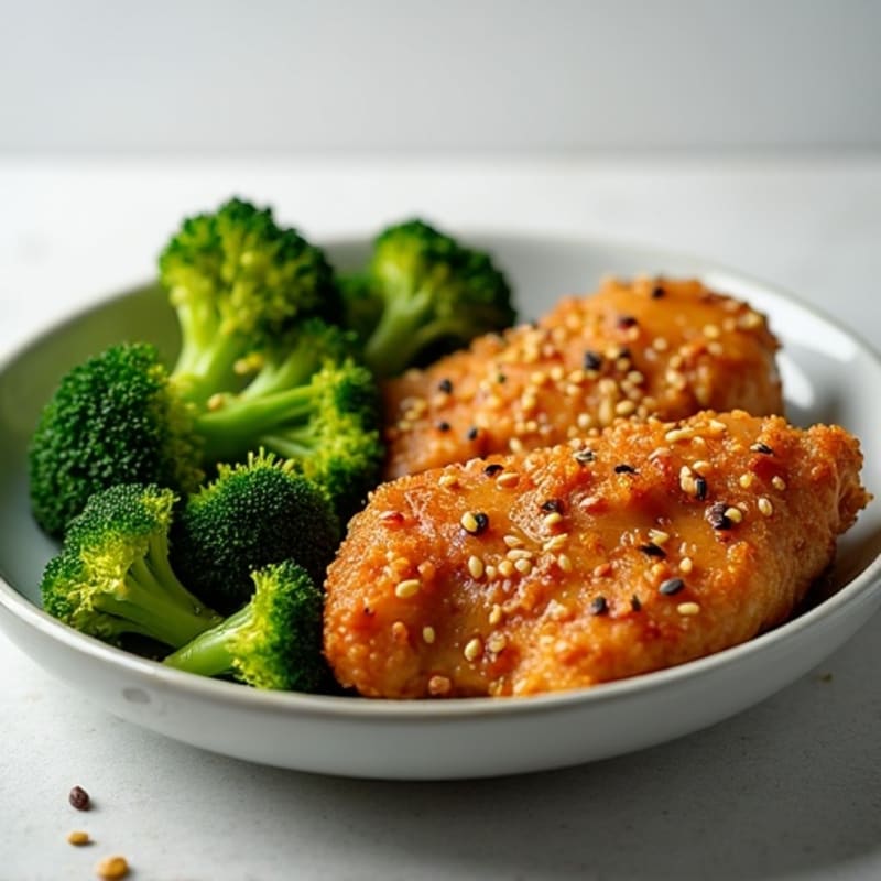 Crispy Baked Sesame-Ginger Chicken with Broccoli
