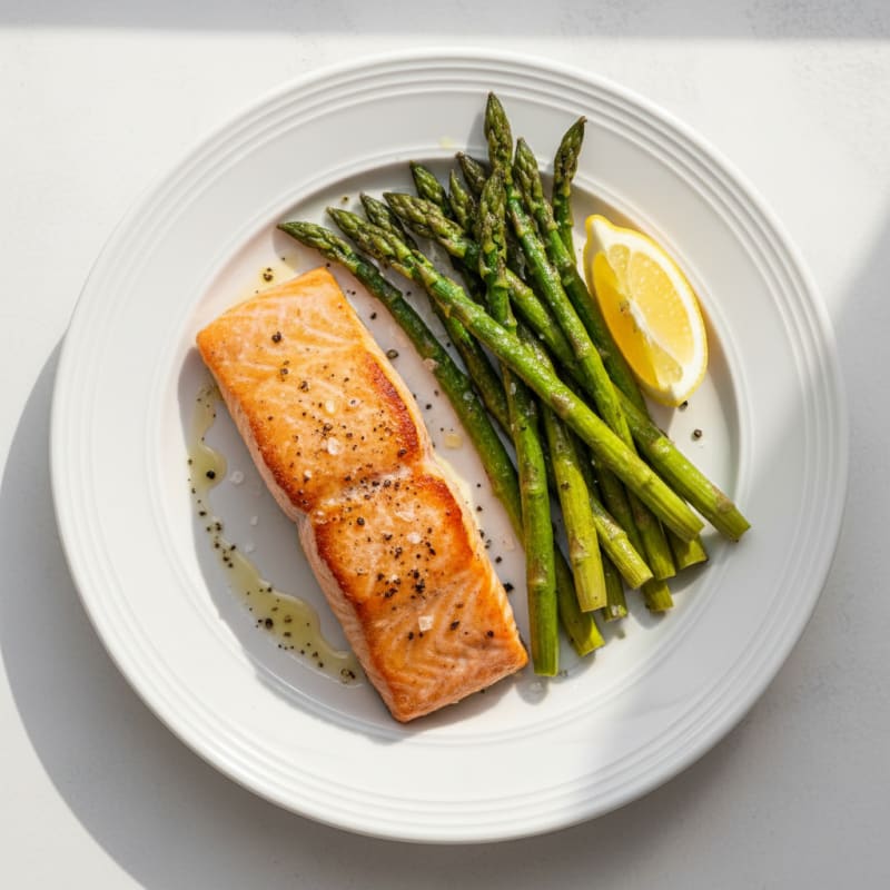 Pan-Seared Salmon with Roasted Asparagus