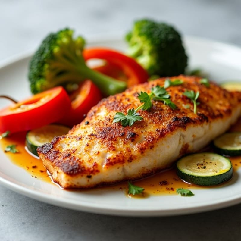 Crispy Cajun Blackened Catfish with Roasted Vegetables