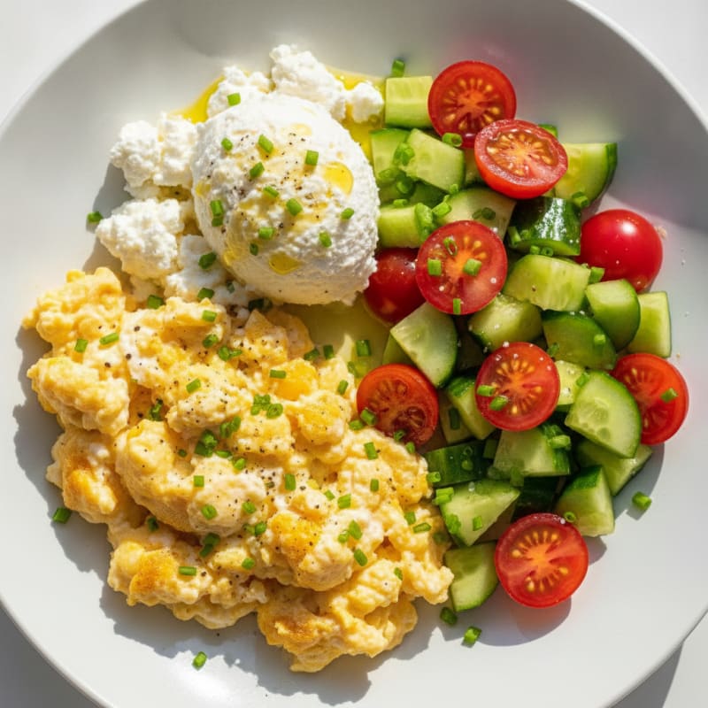 Eggs with Cottage Cheese and Garden Vegetables