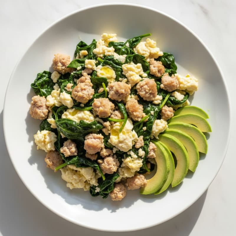 Egg White and Turkey Sausage Scramble with Spinach
