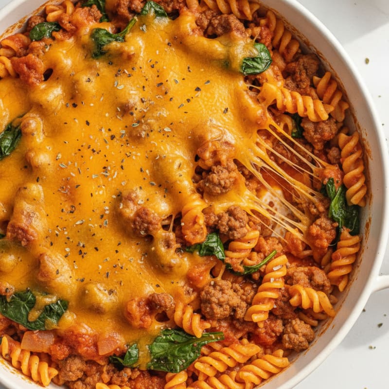 Cheesy Ground Beef Pasta Skillet