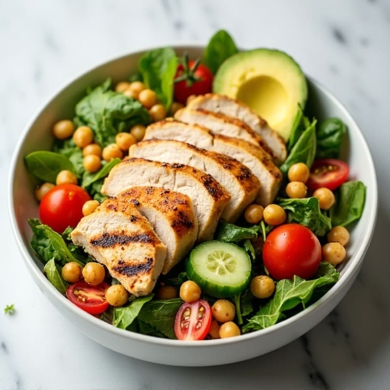 Grilled Turkey Breast Salad with Chickpeas and Lemon Vinaigrette