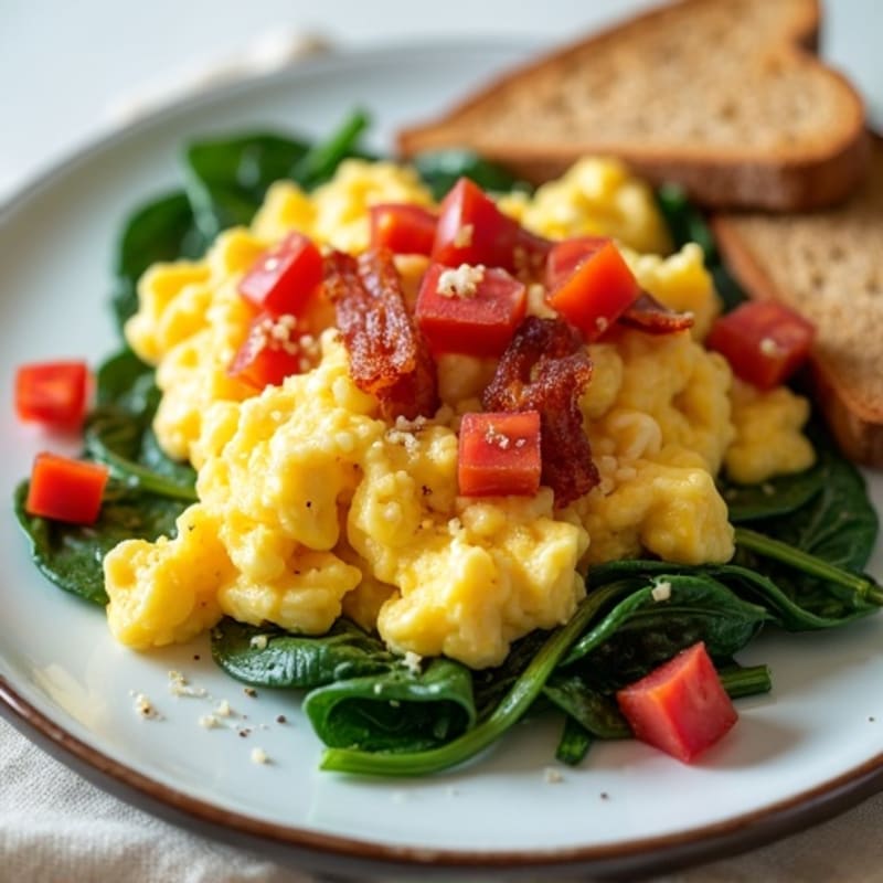 Egg White Spinach Scramble with Turkey Bacon