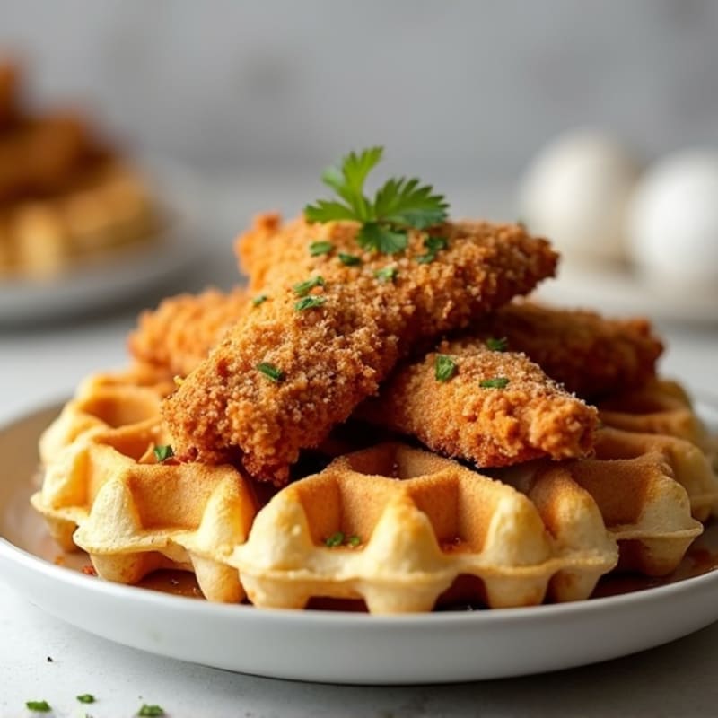 Crispy Baked Chicken with Fluffy Protein Waffles