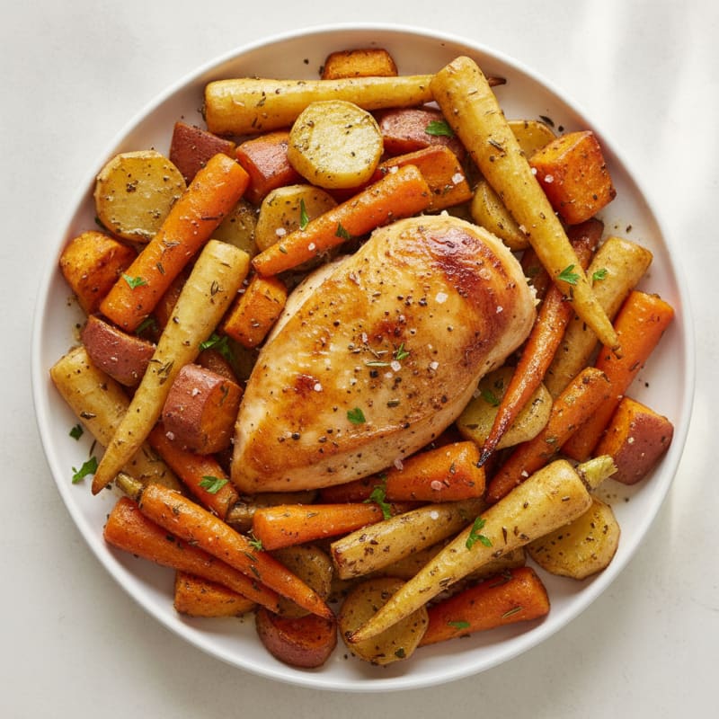 Garlic Herb Roasted Chicken with Root Vegetables