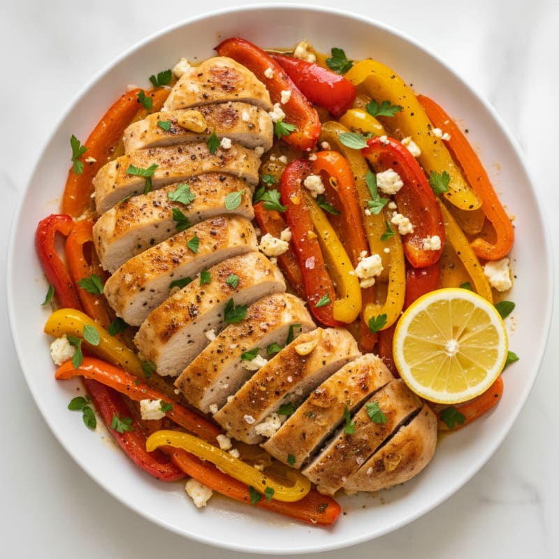 Herb-Roasted Bell Peppers with Lemon Chicken