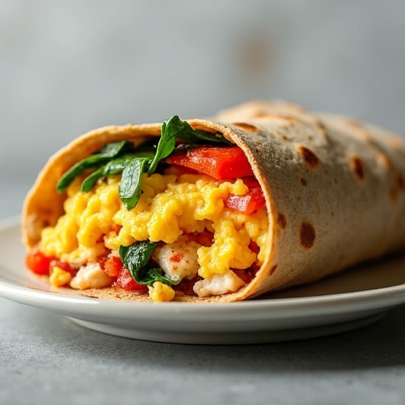 Scrambled Egg and Roasted Sweet Potato Breakfast Burrito