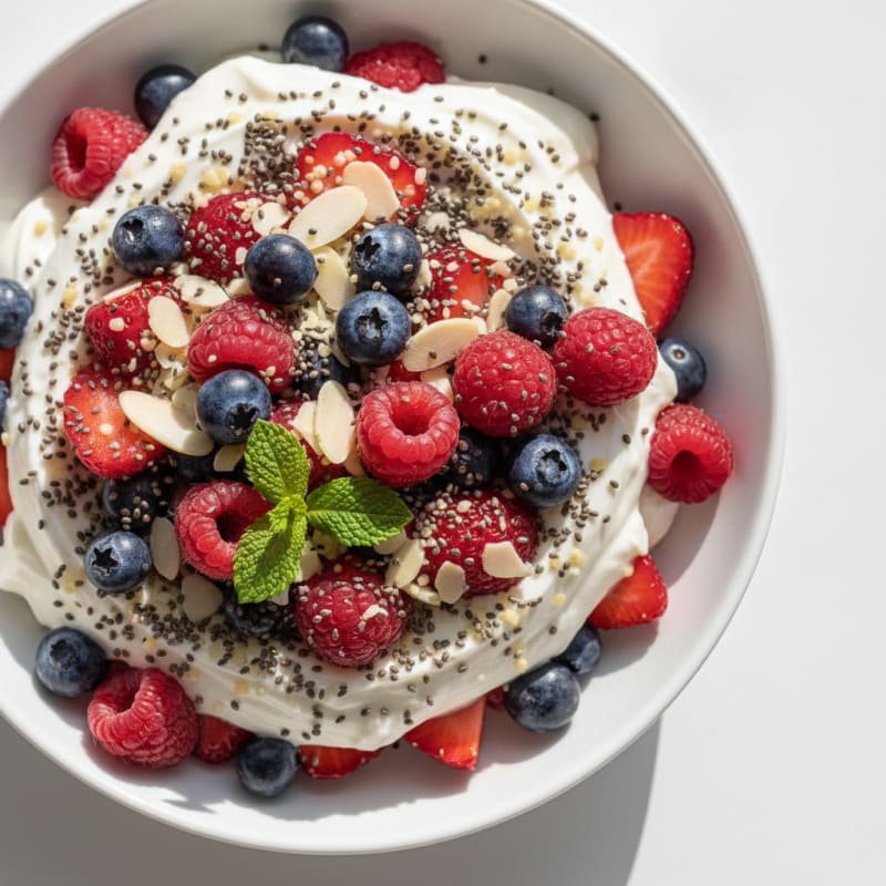 Creamy Greek Yogurt Parfait with Mixed Berries and Chia Seeds