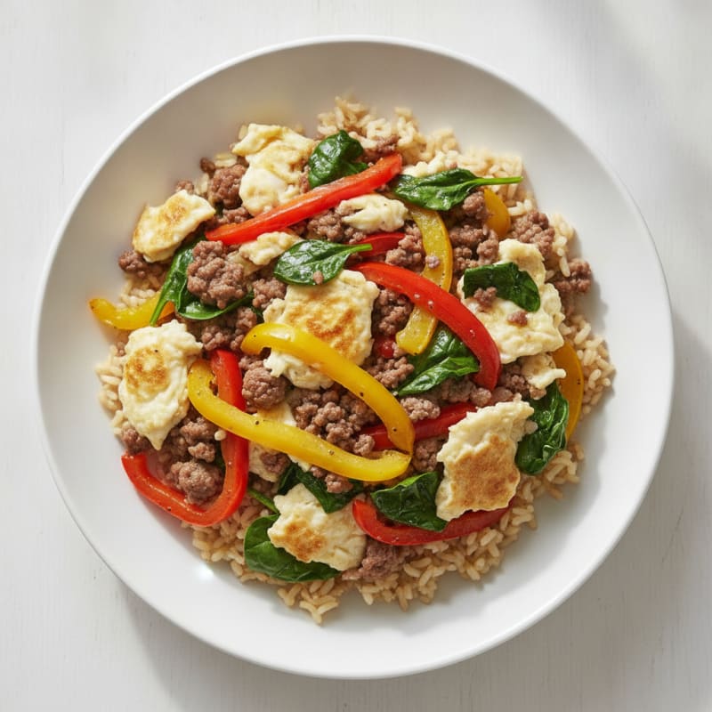 Egg White and Lean Beef Veggie Scramble