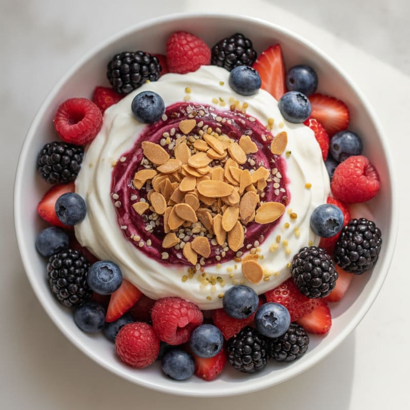 Vanilla Greek Yogurt Protein Parfait with Mixed Berries