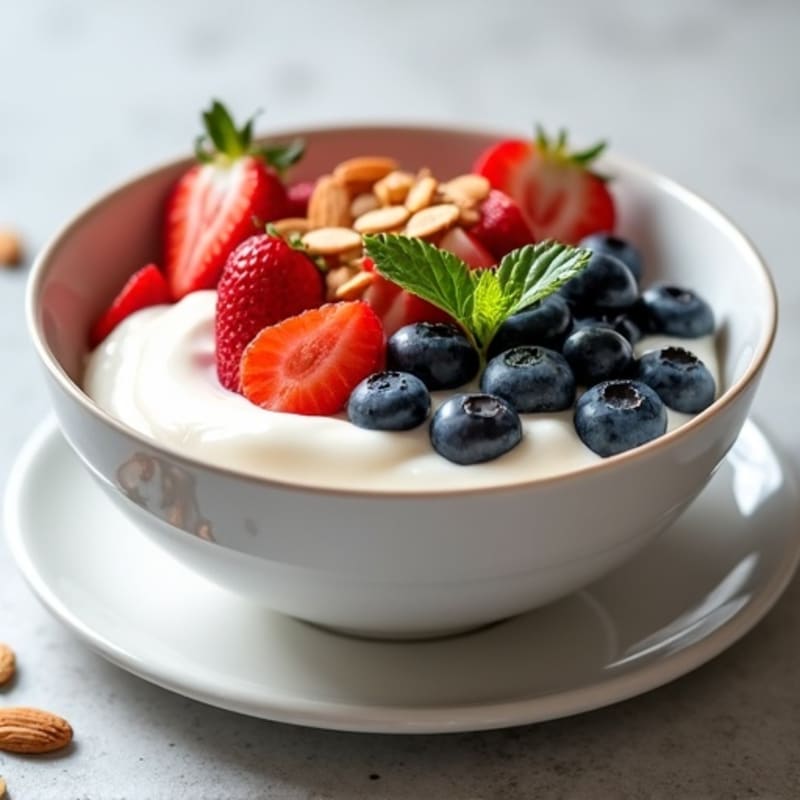 Creamy Greek Yogurt with Fresh Berries and Crunchy Almonds