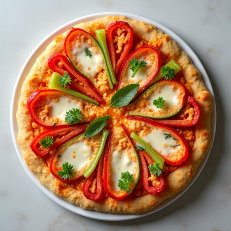 Healthy Buffalo Chicken Pizza with Fresh Vegetables