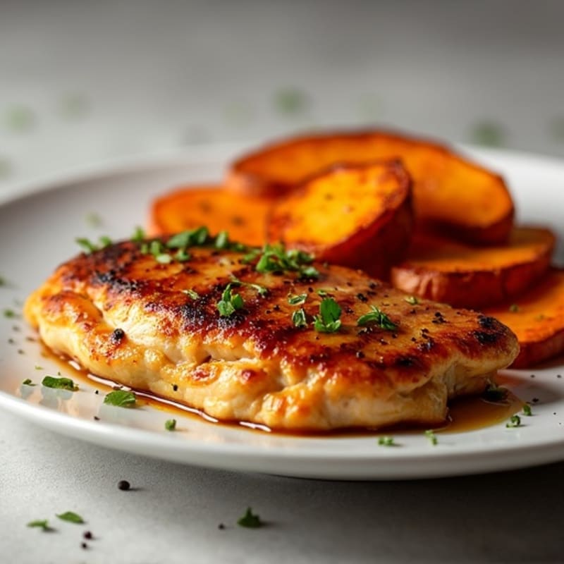 Honey-Garlic Glazed Chicken with Roasted Sweet Potato Wedges