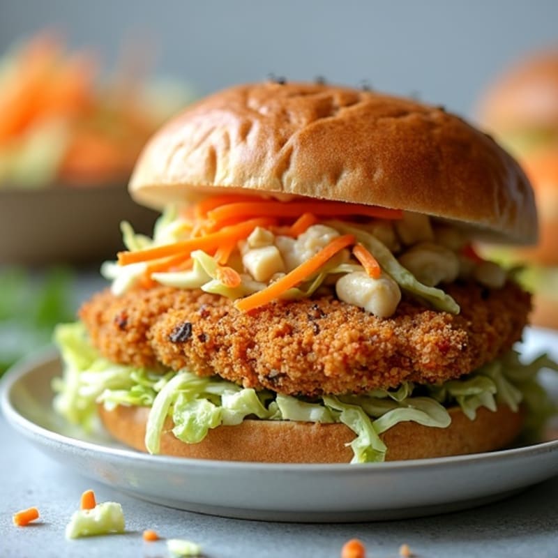 Crispy Baked Chicken Sandwich with Tangy Slaw