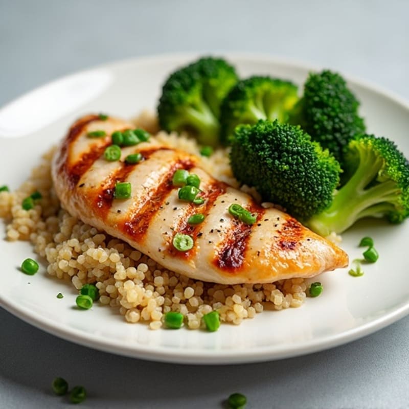 Grilled Chicken Breast with Quinoa and Steamed Broccoli