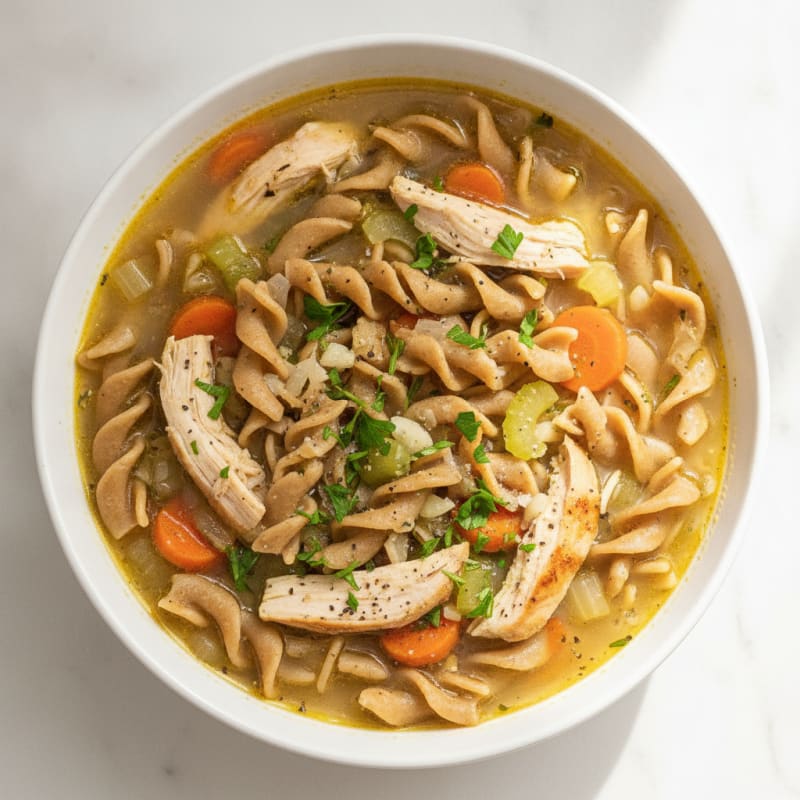 Hearty Chicken Noodle Soup with Herbs