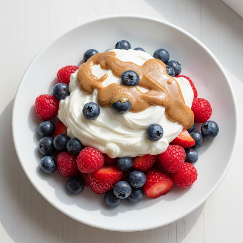 Greek Yogurt Protein Parfait with Mixed Berries and Almond Butter