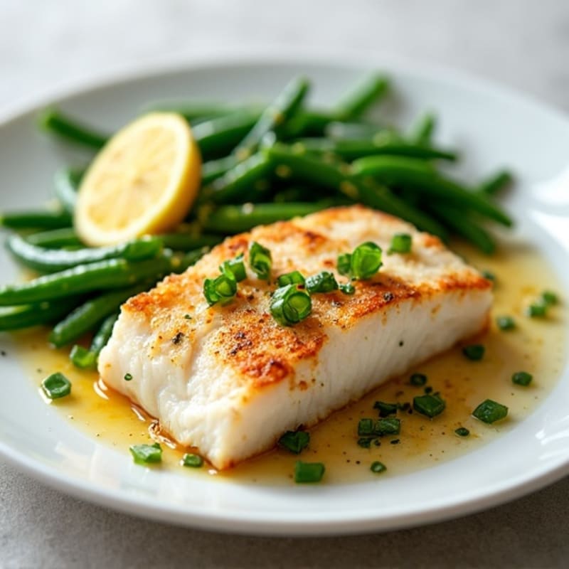 Seared Cod with Lemon Garlic Green Beans