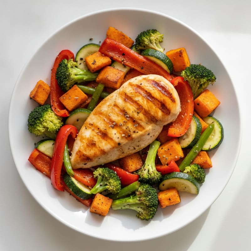 Pan-Seared Chicken with Roasted Vegetables