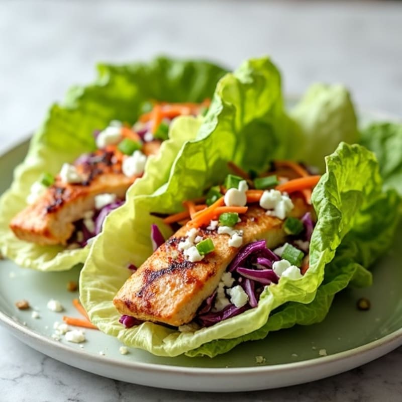 Grilled Chicken Lettuce Wraps with Creamy Slaw
