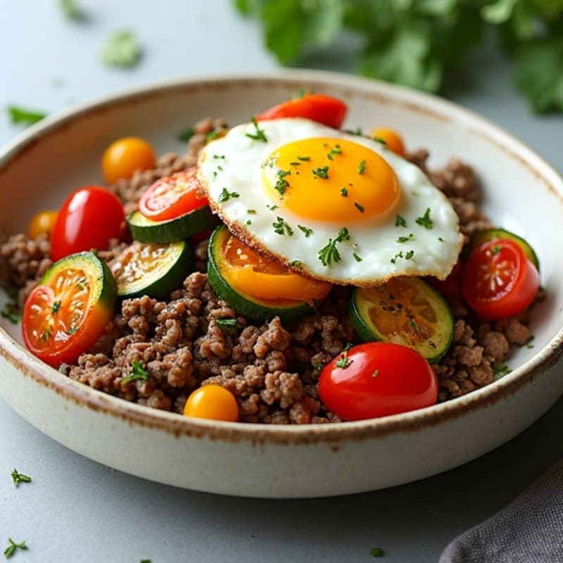 Herb-Seasoned Lean Ground Beef Skillet with Roasted Vegetables