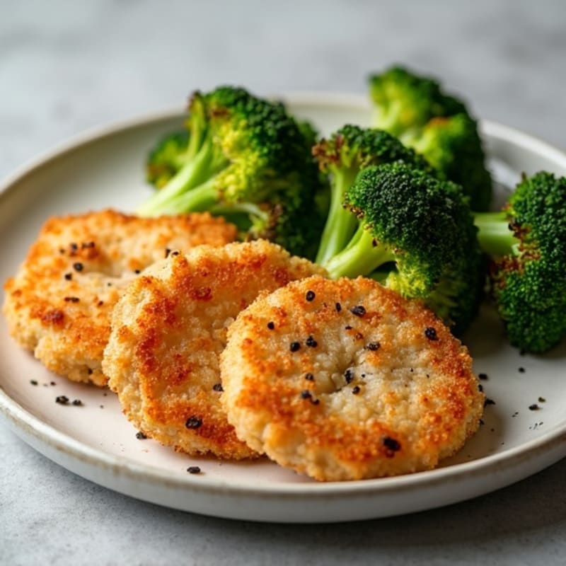 Crispy Baked Chicken Cutlets with Roasted Broccoli
