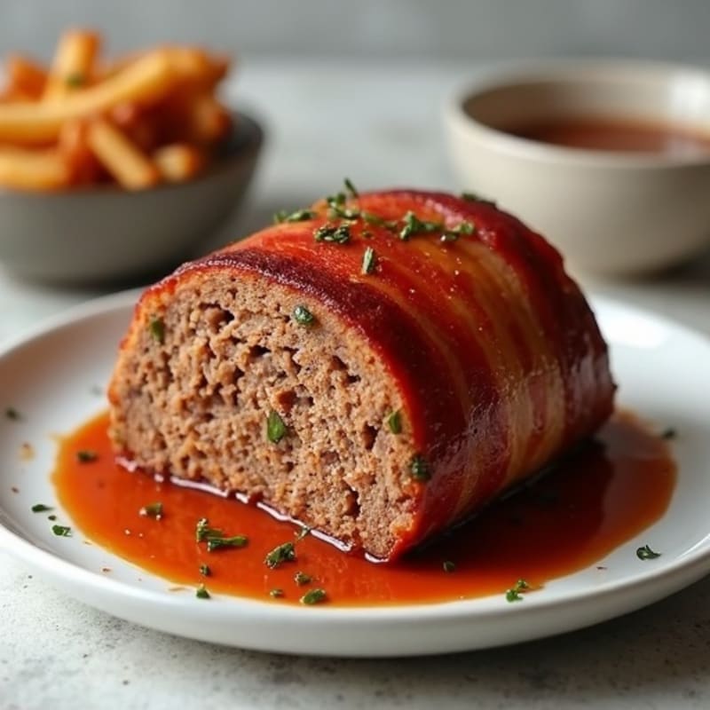 Smoky BBQ Glazed Bacon-Wrapped Meatloaf