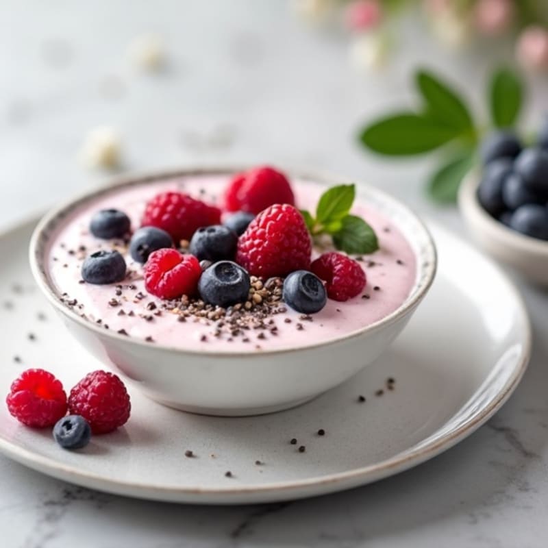 Greek Yogurt Protein Pudding with Mixed Berries
