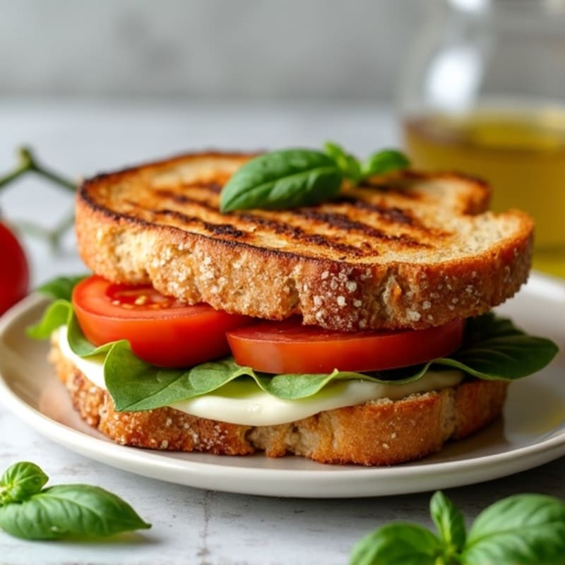 Grilled Fresh Mozzarella, Tomato, and Basil Sandwich