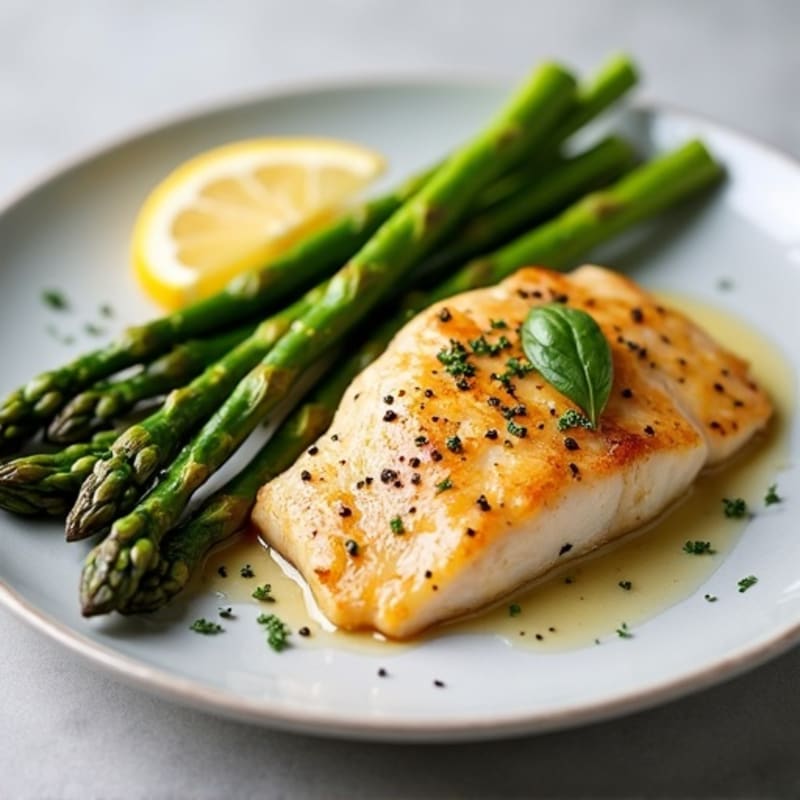 Lemon Garlic Pan-Seared Tilapia with Roasted Asparagus