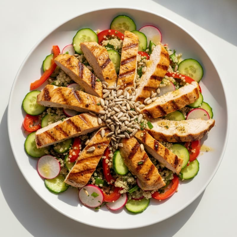 Grilled Turkey Breast Salad with Quinoa and Crunchy Vegetables