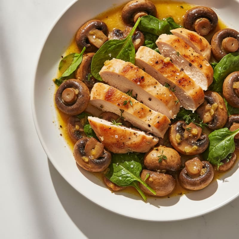 Roasted Garlic Butter Mushrooms with Chicken