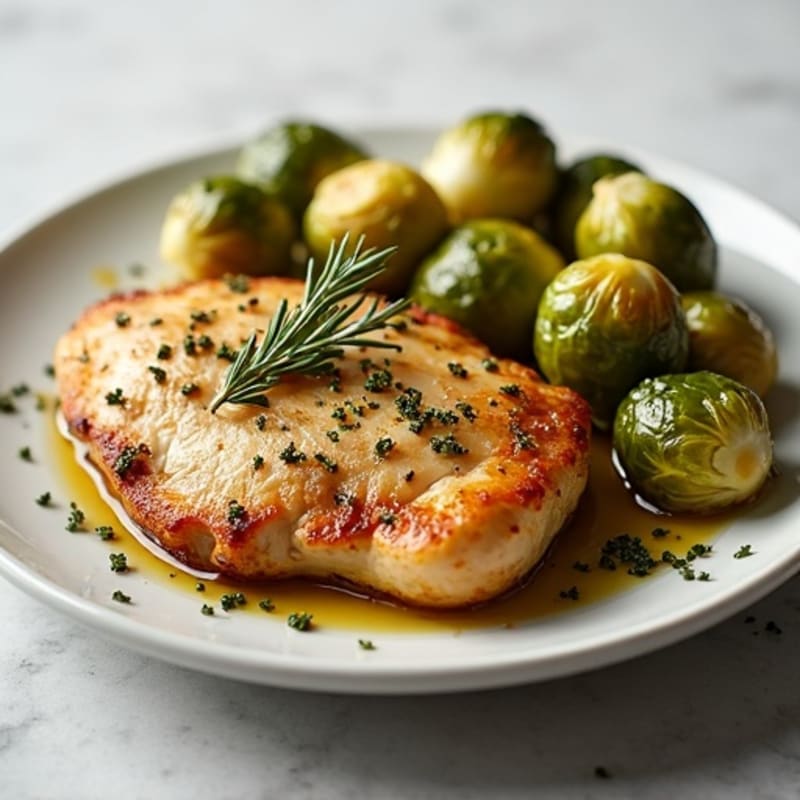 Herb-Roasted Chicken Breast with Crispy Roasted Brussels Sprouts