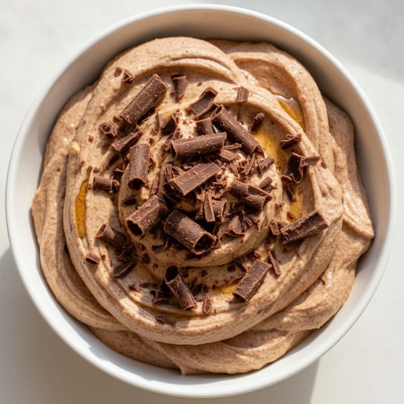 Greek Yogurt Protein Mousse with Dark Chocolate Shavings